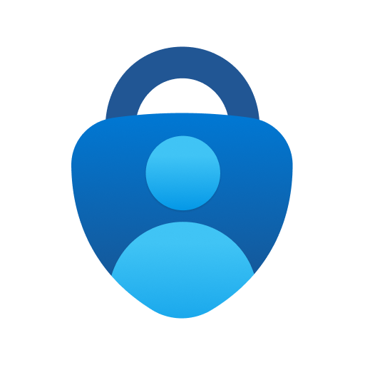 Microsoft Authenticator App Logo - Dark blue simple padlock design on white background with a person inside represented by two light blue cicles.