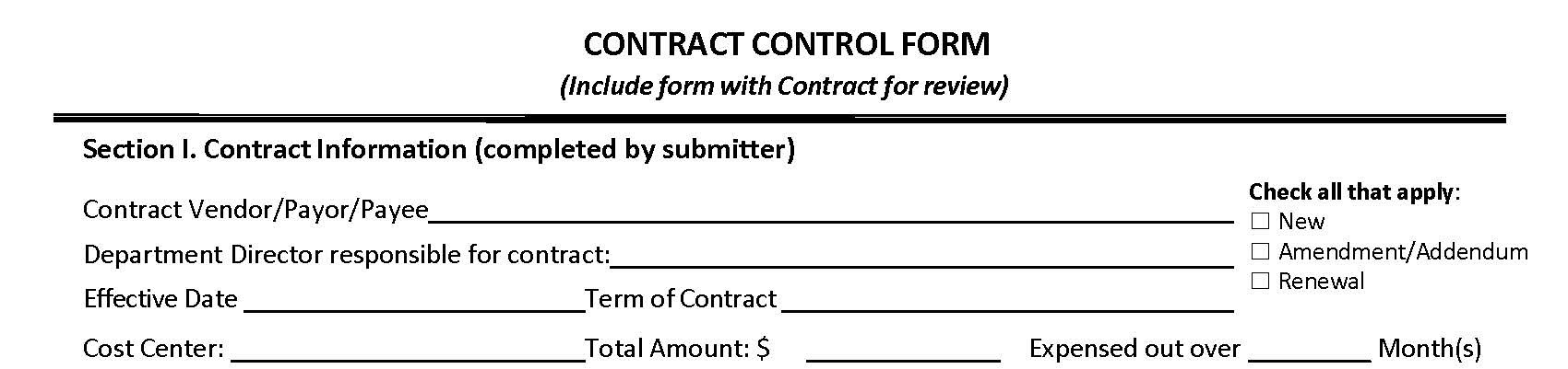 Contract Control Form